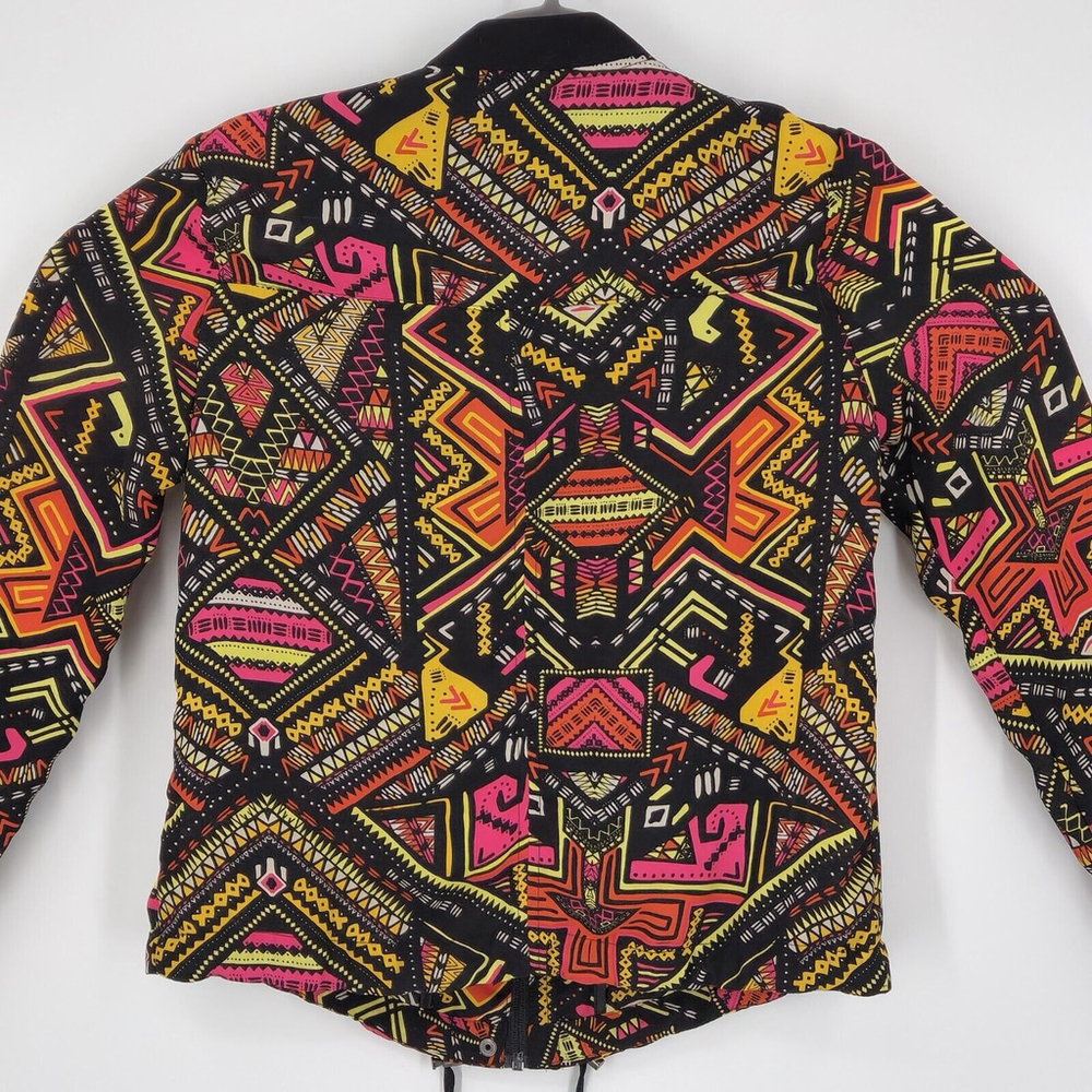 H&M Loves Coachella Long Sleeve Full Zip Shirt Jacket Multi Color Aztec Size 4